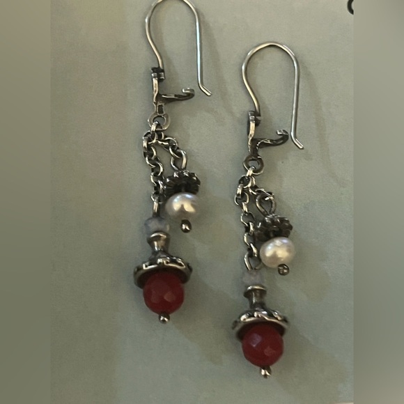 Silpada Sterling Silver and Ruby New Jade 
Earrings - Picture 4 of 6